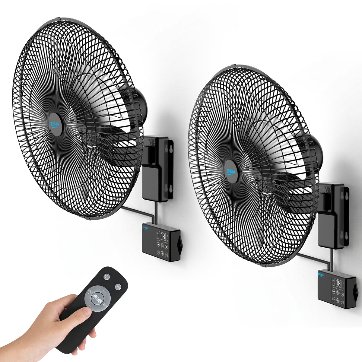 Ehiair Wall Mounted Fan with Thermostat & Remote