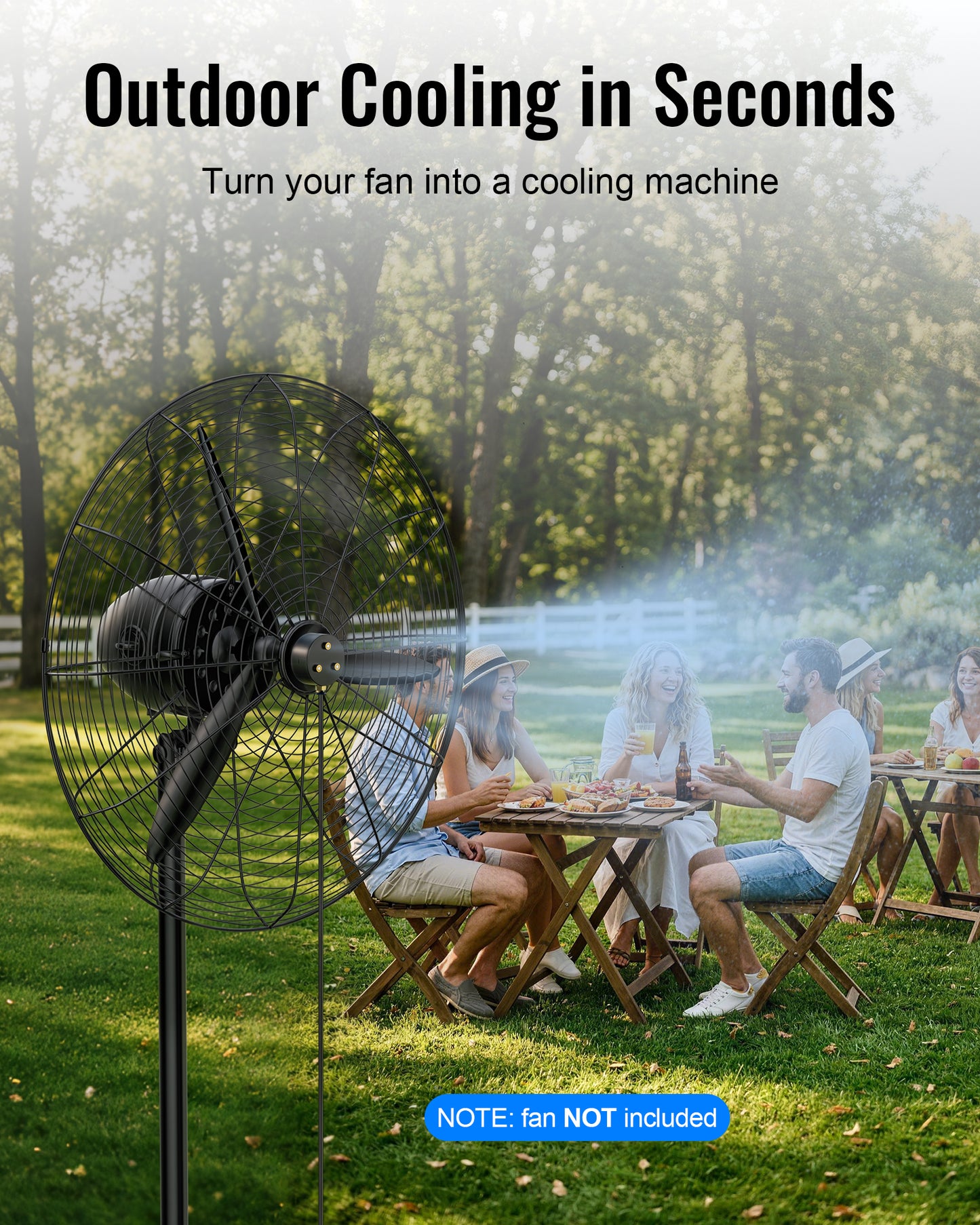 Ehiair Magnetic Outdoor Misting Fan Kit, Upgraded Fan Mister Kit for Outside, Triple Nozzle Design