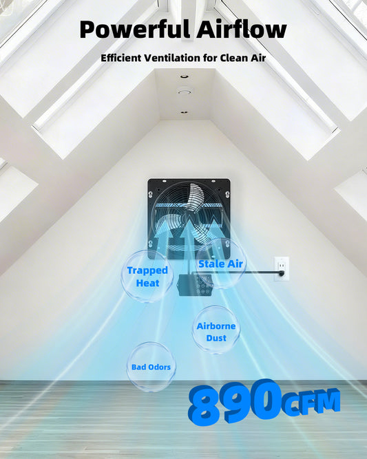 Ehiair 10" Upgraded Shutter Exhaust Fan with Thermostat & Remote Control
