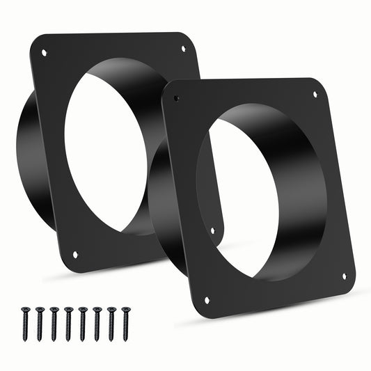 Ehiair Square Duct Connector Flanges, Metal Dryer Vent Connector Fitting, Black